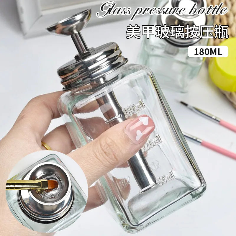 Povei Clear Glass Pump Dispenser for Nail Polish and Makeup Remover