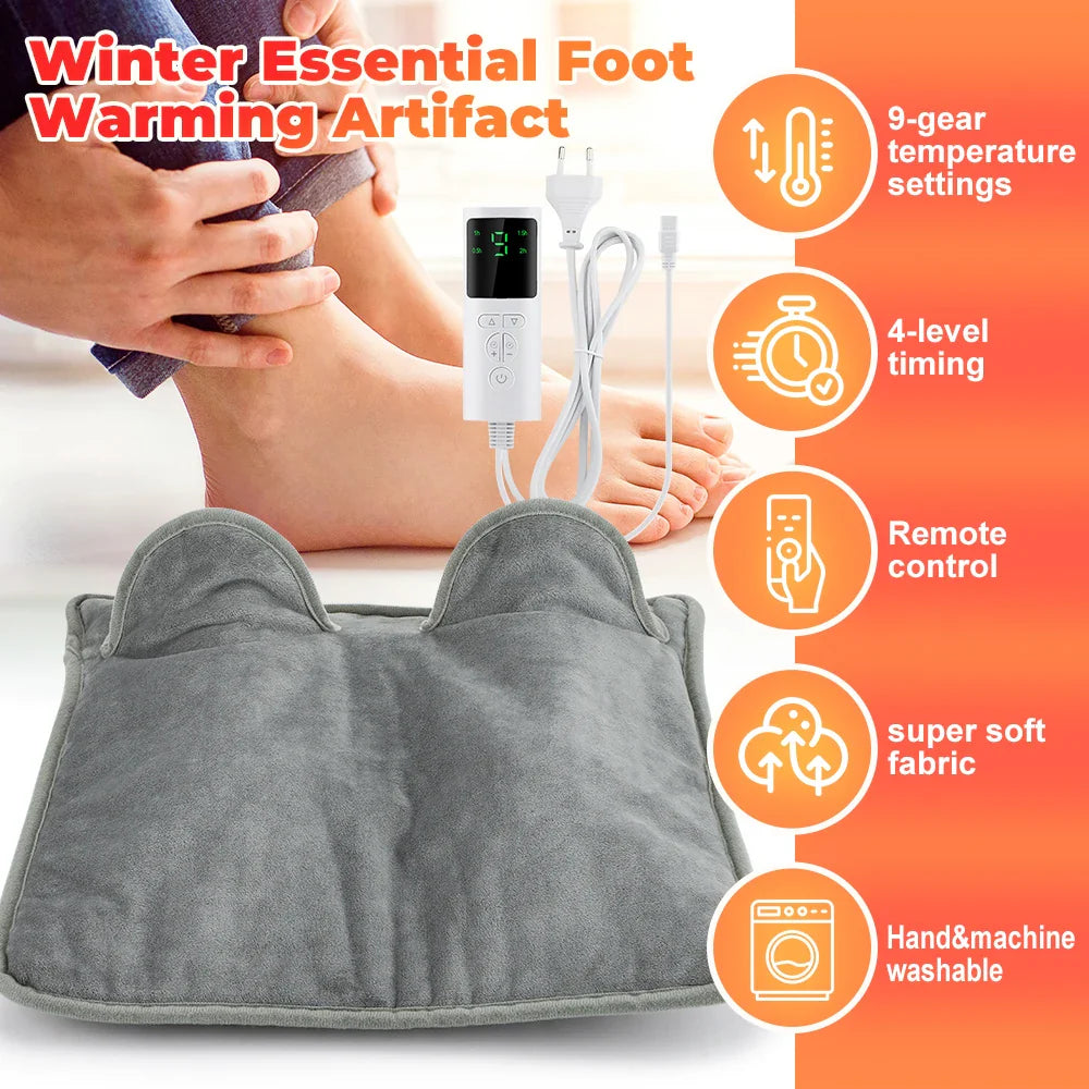 Povei Electric Foot Warmer with Remote Control and LCD Display, Fast Heating Technology