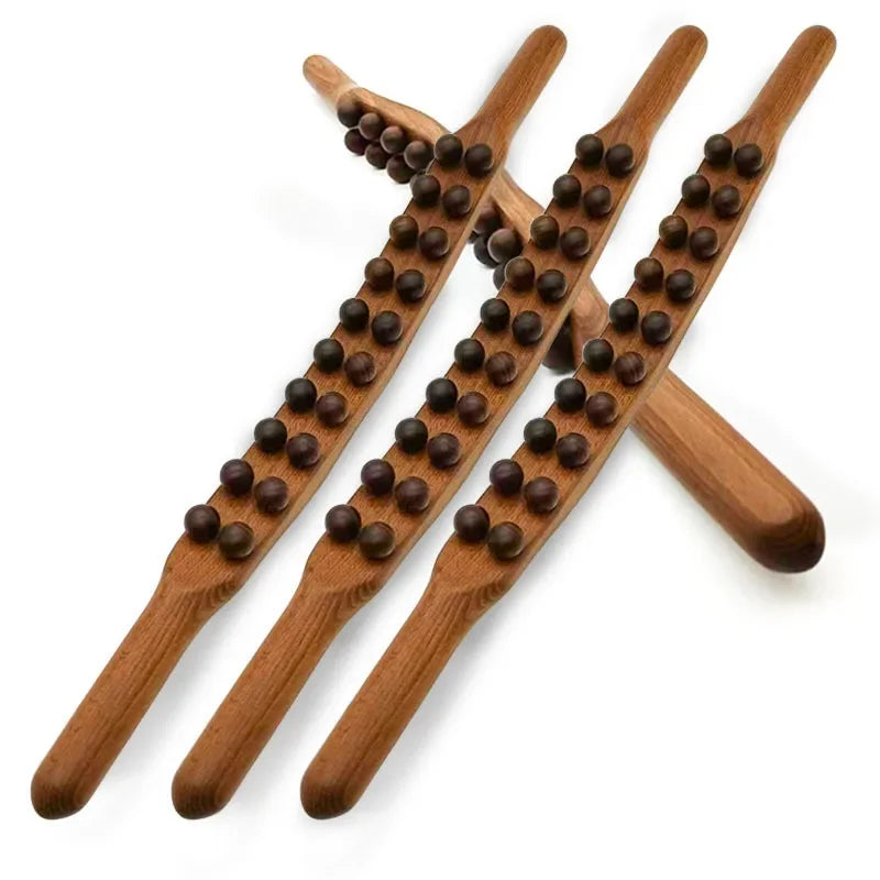 Povei Carbonized Wood Guasha Massage Stick for Muscle Relaxation and Meridian Therapy