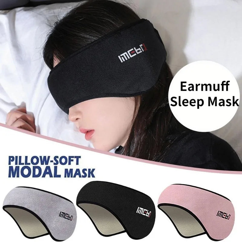 Povei Plush Earmuff Sleep Mask for Women: Cozy Eye Cover & Blindfold