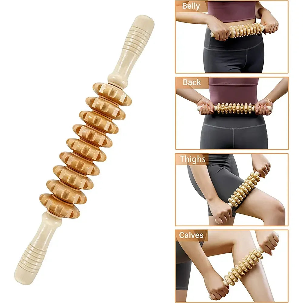 Povei Wood Therapy Lymphatic Drainage Massage Tool for Body Shaping and Pain Relief