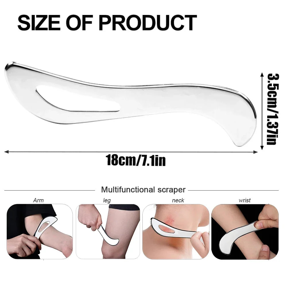 Povei Stainless Steel Gua Sha Muscle Scraper Tool, Guasha Massage Tool