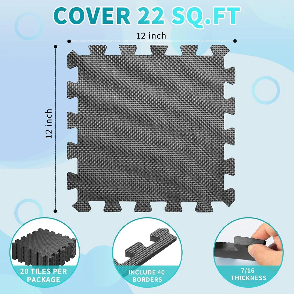 Povei Cross Pattern Gym Foam Mat for Sports Protection and Fitness