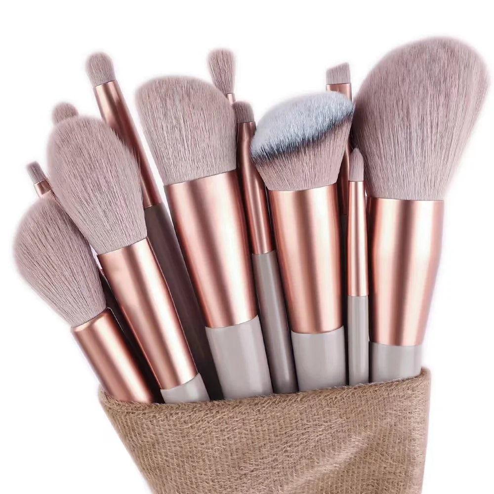 Povei 13PCS Makeup Brushes Set for Flawless Beauty with Podwer Puff and Cosmetics Kit