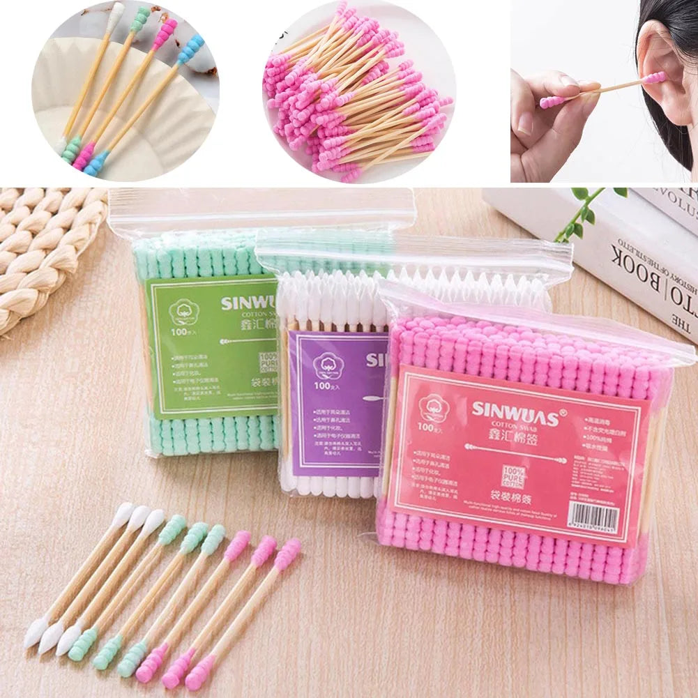 Povei Colorful Cotton Swabs 100 Pack