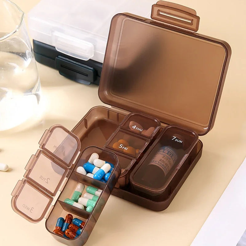 Povei 7-Day Pill Box Organizer for Travel with Seal and Separate Compartments