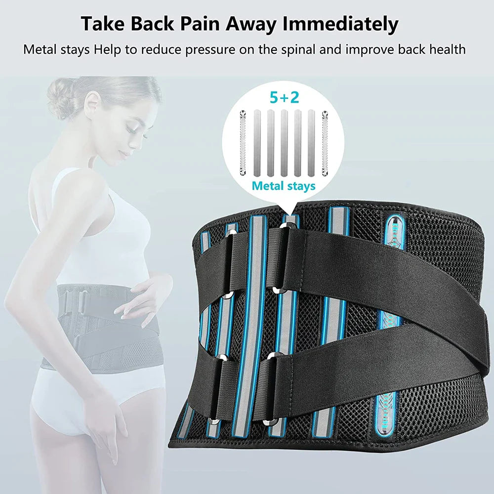 Povei Breathable Back Support Belt for Men and Women - Relieve Sciatica, Herniated Disc, Scoliosis