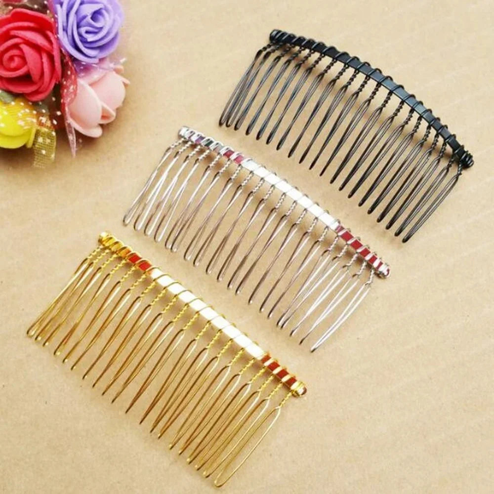 Povei 20 Teeth Metal Hair Comb Claw Hairpins for Wedding Jewelry Crafting