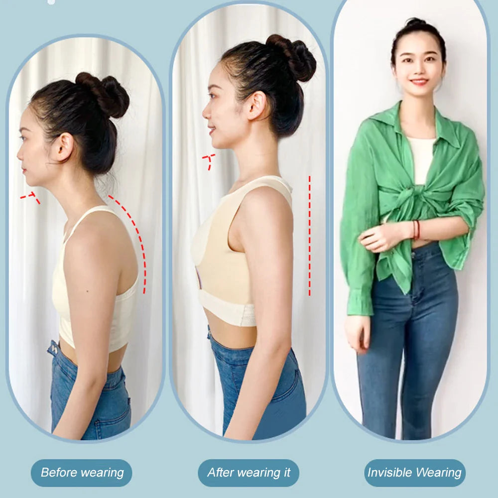 Povei Chest Brace Up Posture Corrector Back Support Bra Body Shaper