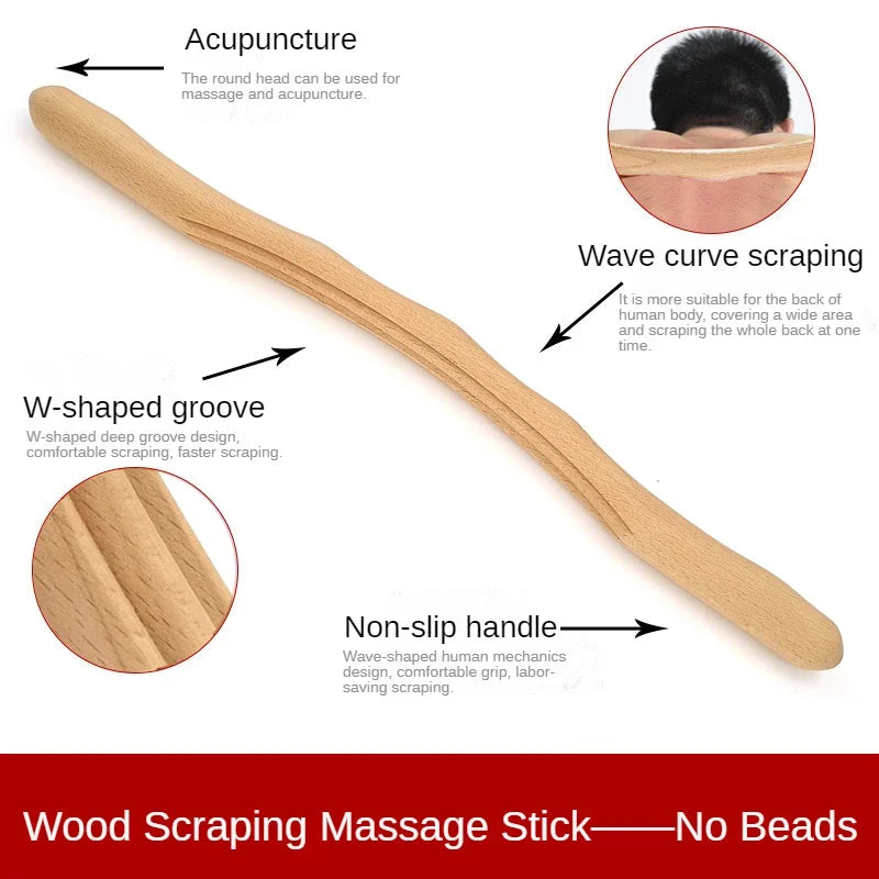 Povei Carbonized Wood Scraping Massage Stick for Back and Body Guasha Therapy