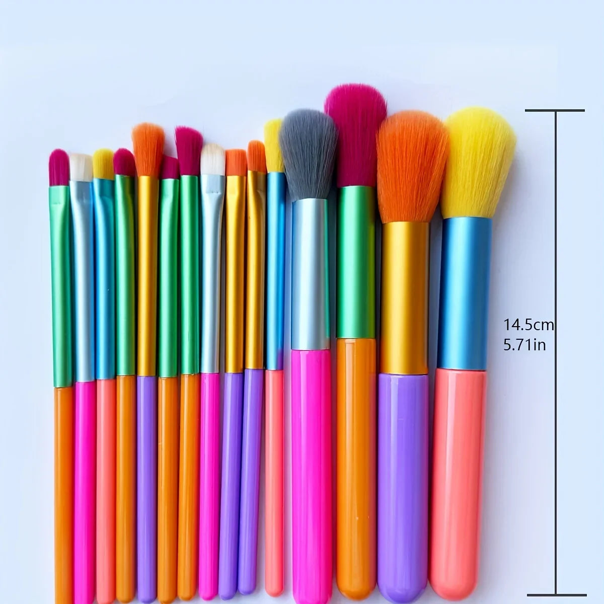 Povei 15-Piece Rainbow Makeup Brush Set for Beauty Cosmetic Tools