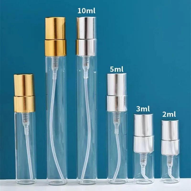 Povei 10ml Mini Glass Perfume Spray Bottle Gold Atomizer Refillable Vials