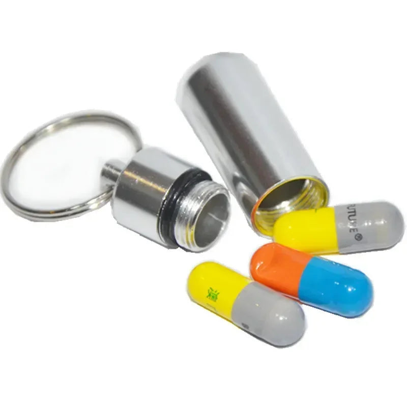 Aluminum Pill Box Case Bottle Keychain Medicine Box by Povei