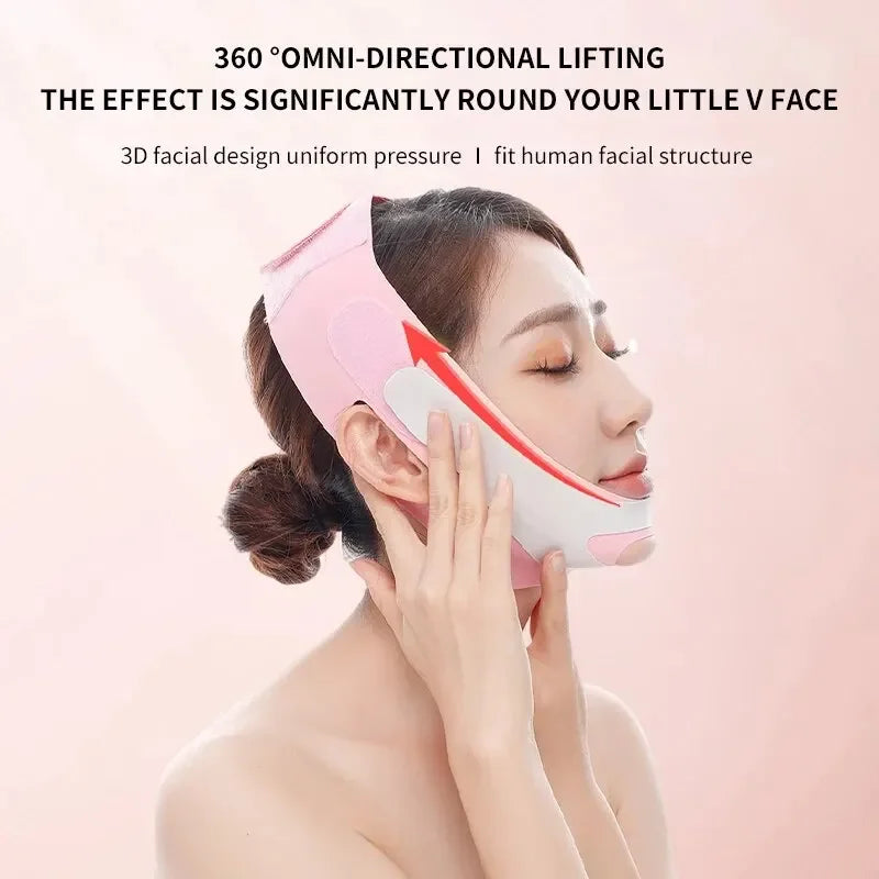 Povei V Line Face Slimming Bandage Facial Lift Up Belt Double Chin Reduction Beauty Face Shaper