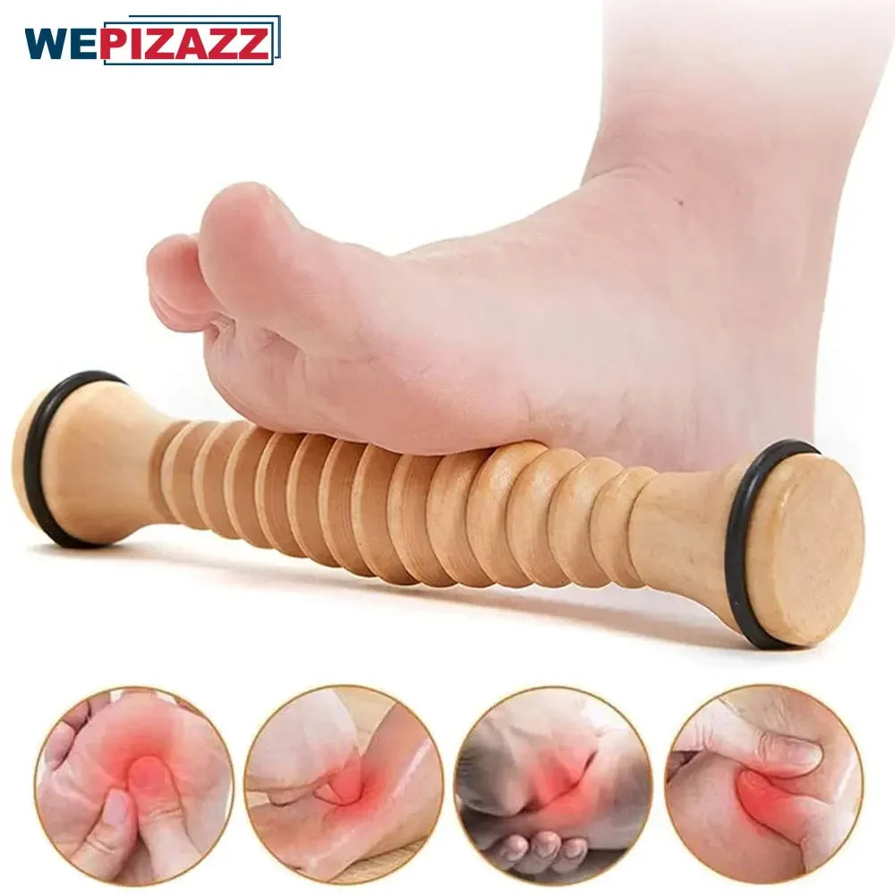 Povei Wood Foot Massage Roller for Plantar Fasciitis Deep Tissue Relief