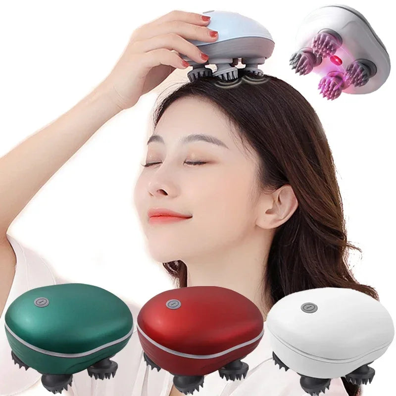 Povei Electric Scalp Massager Red Light Therapy Antistress Relaxation Muscle Tension Tool