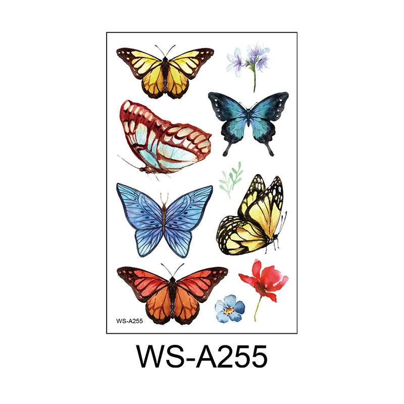 Povei 3D Colorful Butterfly Temporary Tattoo Sticker Set for Women Body Art