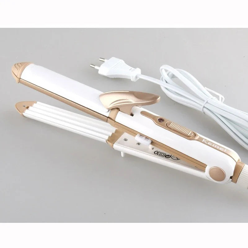 Povei 3-in-1 Ceramic Hair Iron with Comb and Corn Clip