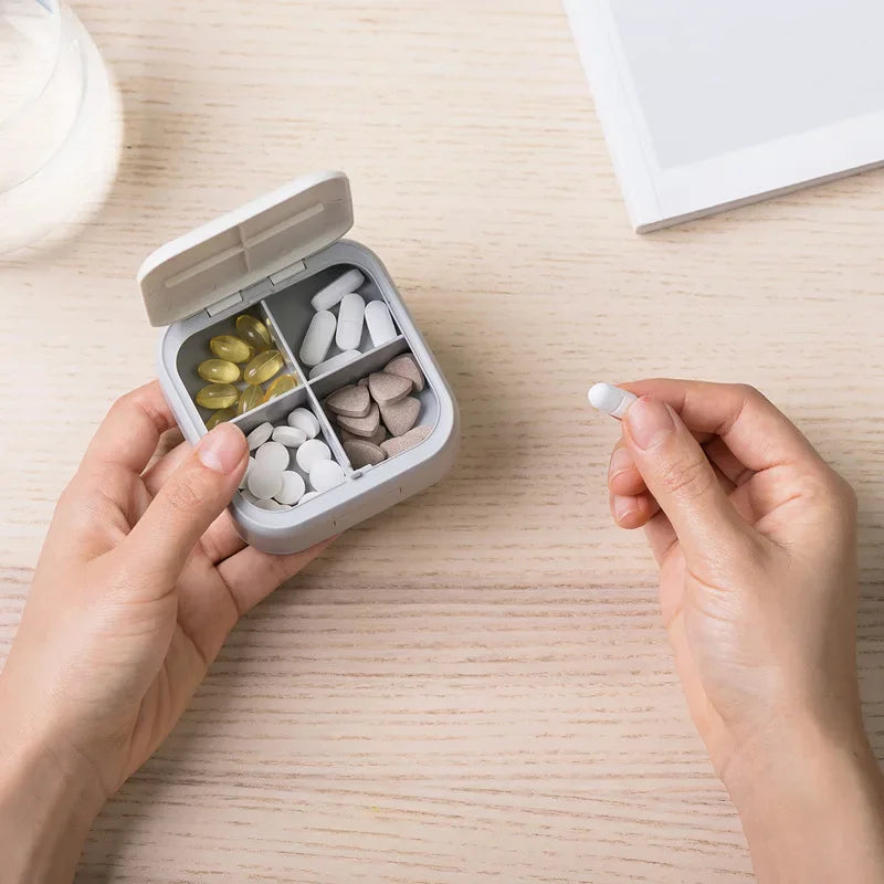 Povei Mini Palm Pill Box: Weekly Medicine Dispenser Organizer