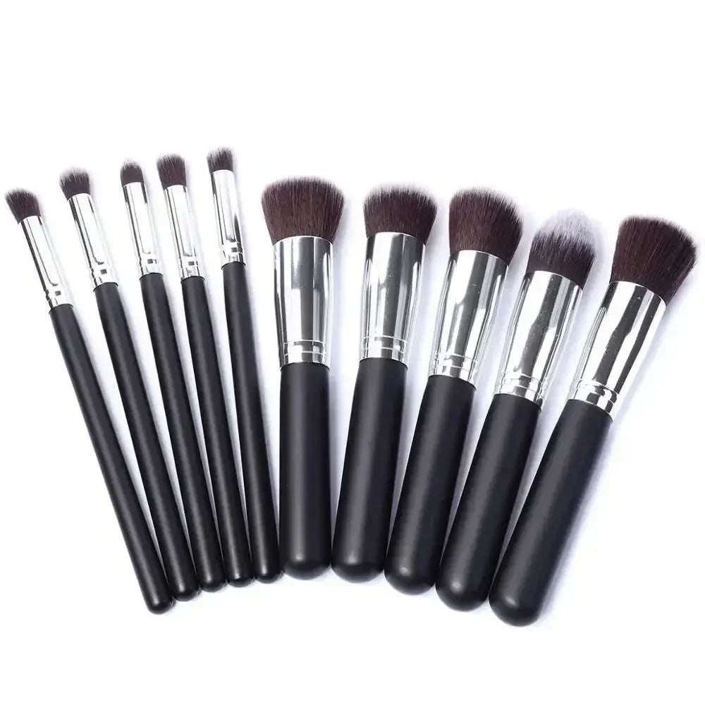 Povei 10Pcs Luxury Makeup Brushes Set for Face and Eyes - Maquiagem Beauty Tool