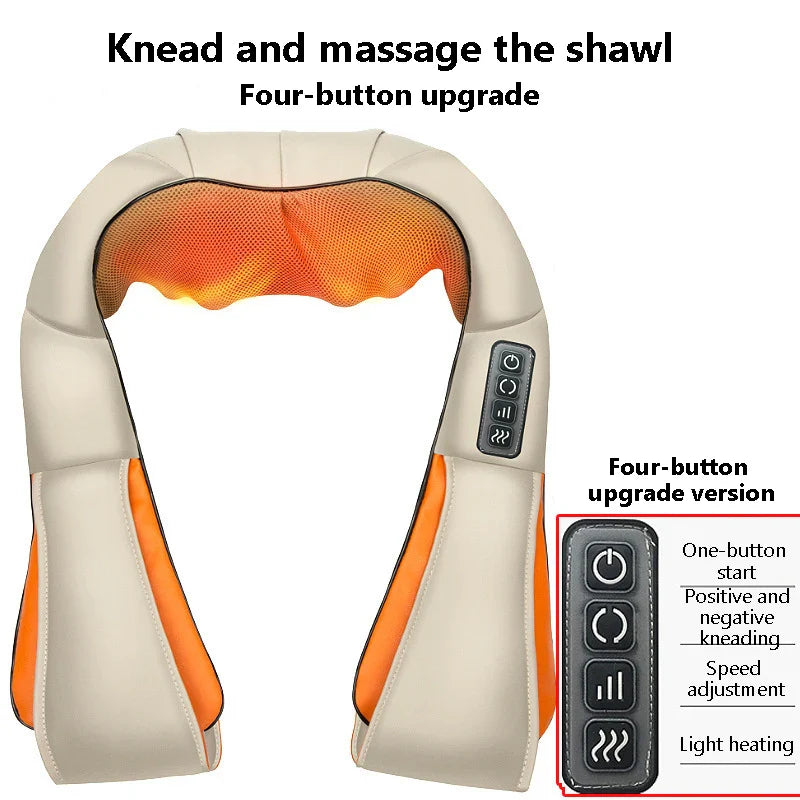 Povei U-Shape Shiatsu Massage Pillow with Infrared Heat for Neck, Back, and Shoulders