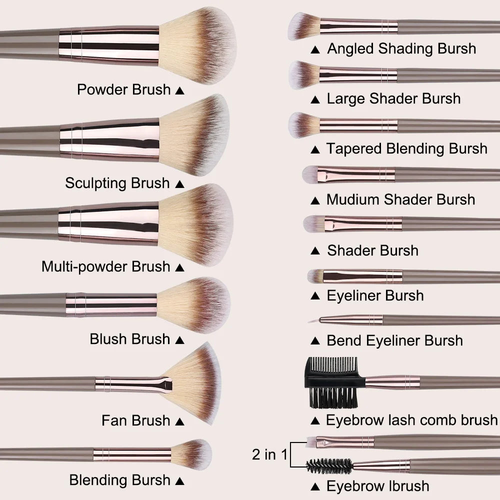 Povei 20pcs Makeup Brushes Set Face Professional Cosmetics Soft Beauty Tools