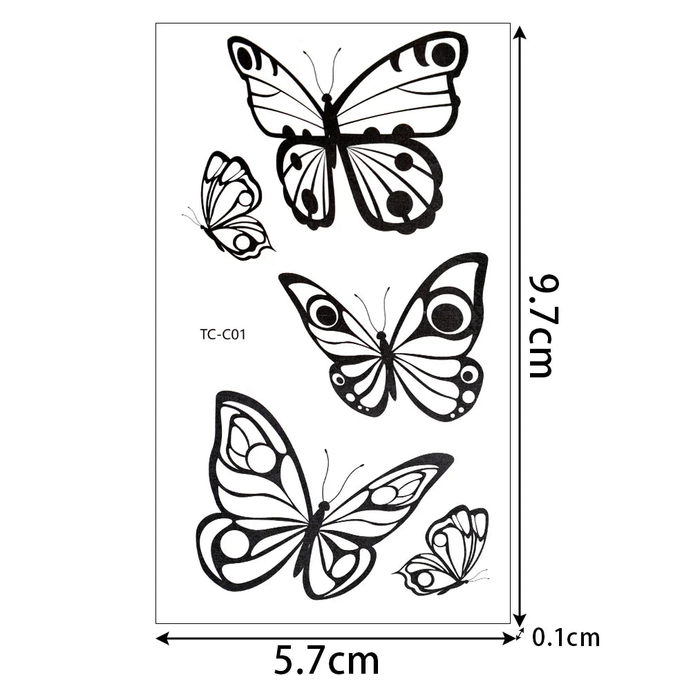 3D Butterfly Temporary Tattoo Sticker Set by Povei - Waterproof Body Art