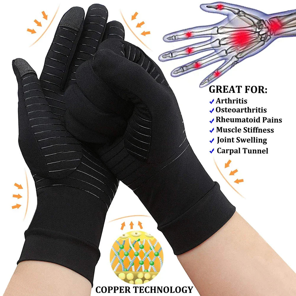 Povei Copper Arthritis Compression Gloves for Carpal Tunnel & Rheumatoid Pain Relief