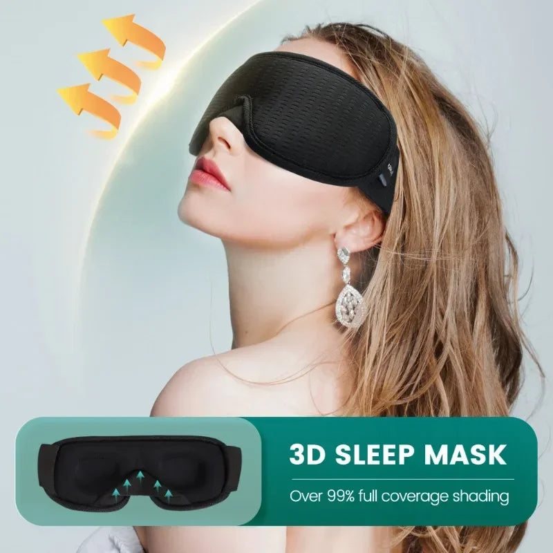 Povei 3D Soft Sleep Mask - Block Out Light, Aid Relaxing Sleep, Nighttime Eyeshade