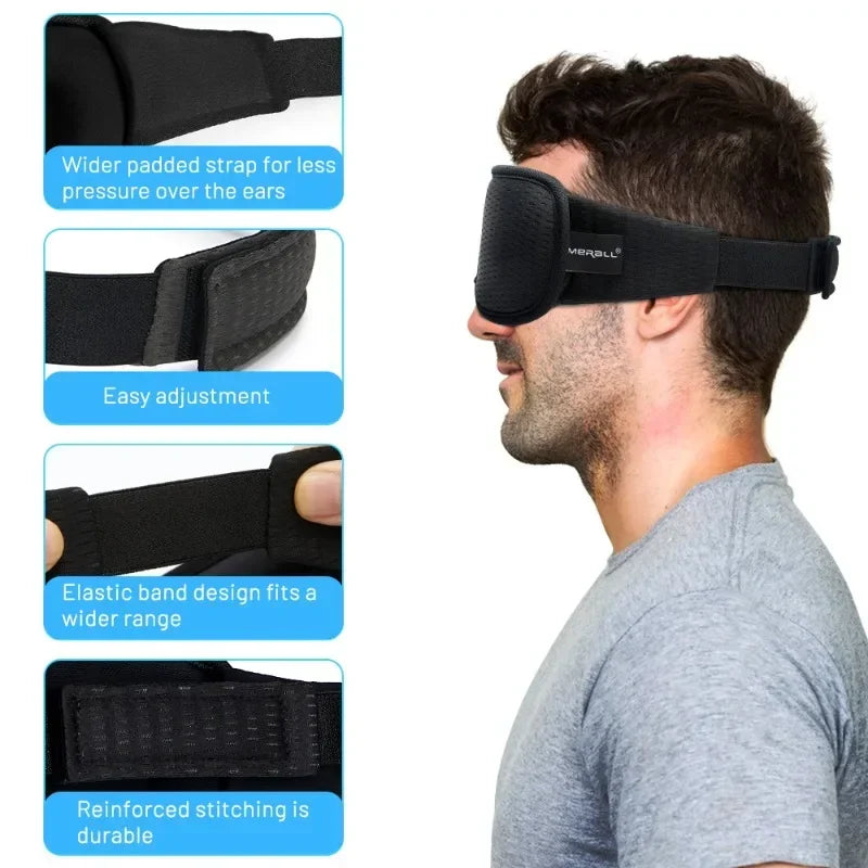 Povei 3D Soft Sleep Mask - Block Out Light, Aid Relaxing Sleep, Nighttime Eyeshade