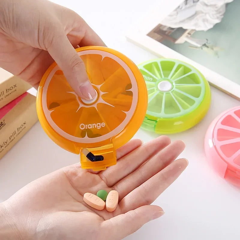 Povei Weekly Pill Organizer Compact Rotating Case SplitterContainer