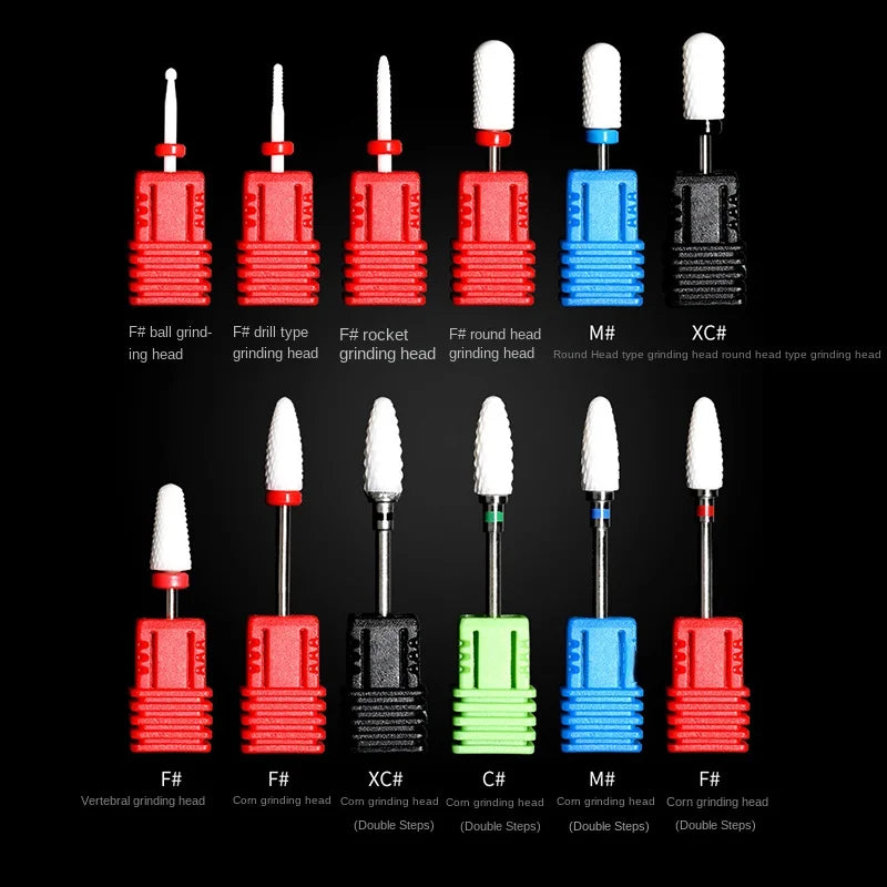 Povei Ceramic Nail Drill Bits for Manicure Pedicure Machine