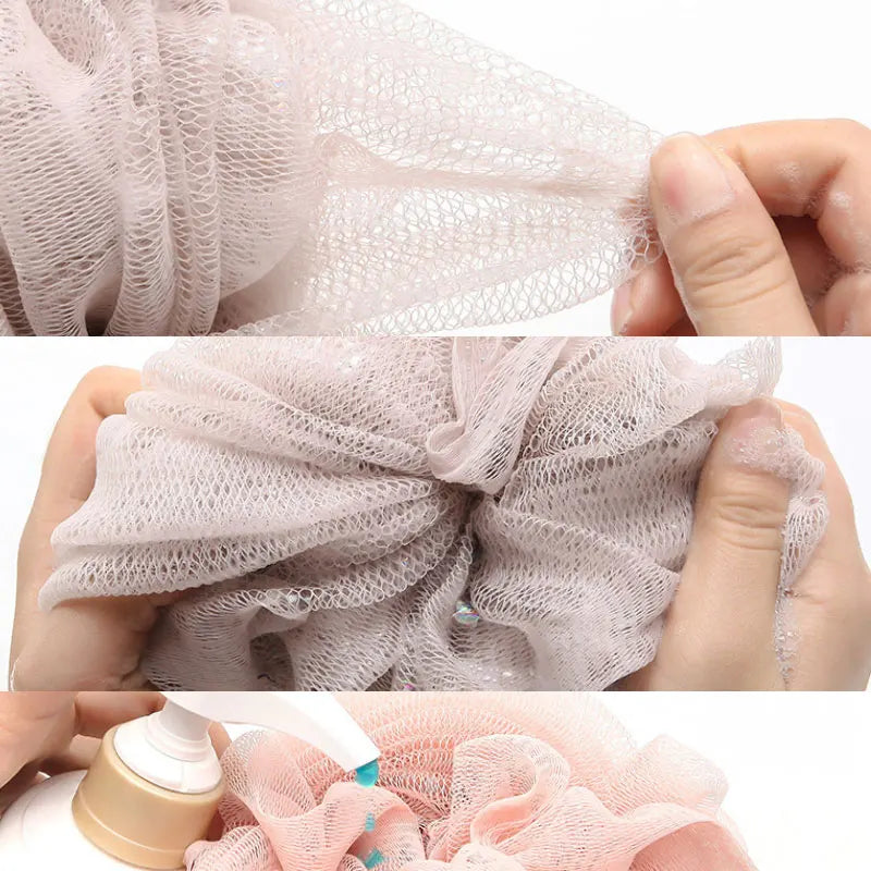 Povei Body Scrubber Mesh Washcloth Brush Belt Shower Back Scrub Skin Exfoliator