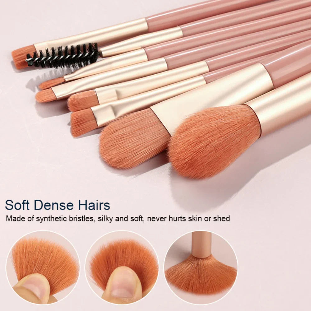 Povei Mini Makeup Brush Set: Blush Eyeshadow Loose Powder Foundation Brushes