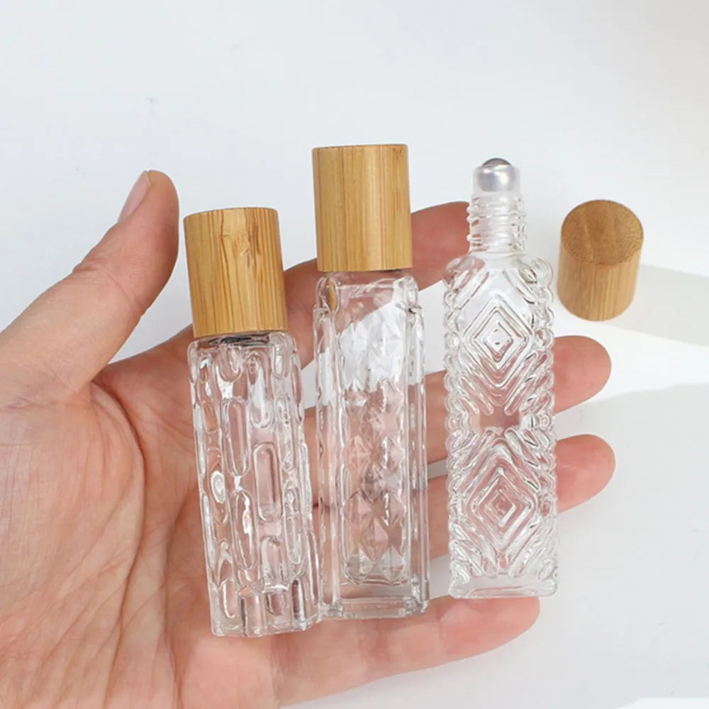 Povei 10ml 12ml Roller Bottles Essential Oil Perfume Vials Clear Glass Bottles