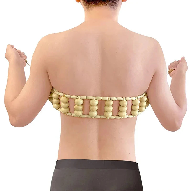 Povei Wood Back Massage Roller for Body Shaping and Pain Relief