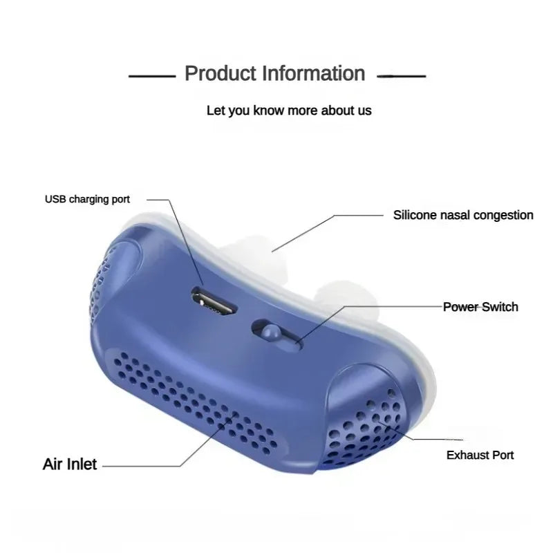 Povei Electric Anti Snore Nose Clip Sleep Aid Device for Nasal Obstruction & Health