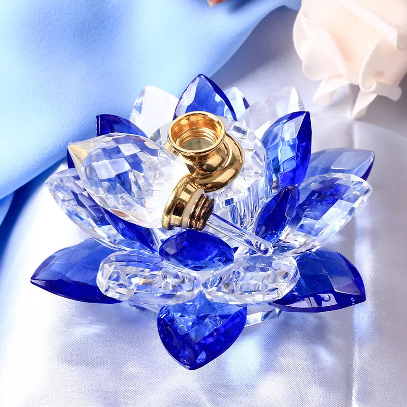 Lotus Flower Glass Perfume Bottle by Povei - Elegant Home Decor and Women's Gift