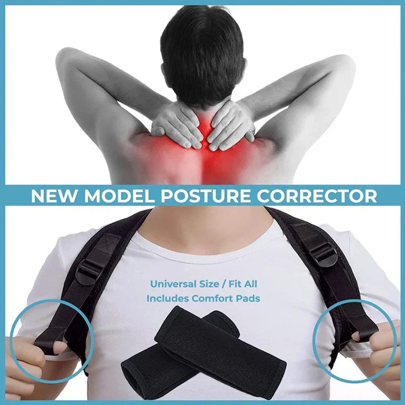 Povei Clavicle Posture Corrector Upper Back Brace Shoulder Support Lumbar Belt