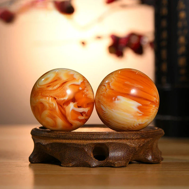 Povei Amber Beeswax Healing Massage Crystal Sphere for Fitness and Well-being