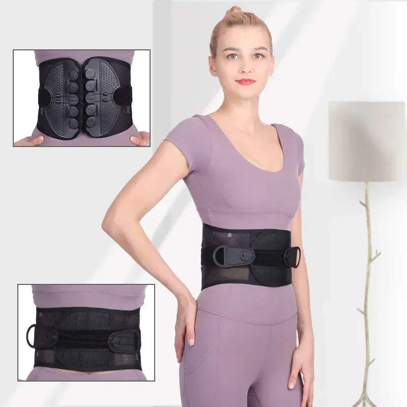 Povei Double Pull Lumbar Support Belt for Injury Muscle Posture Correction.