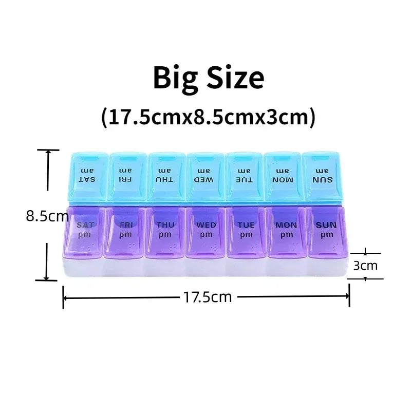 Povei Weekly Pill Case 14 Grids Organizer for Medication and Vitamins