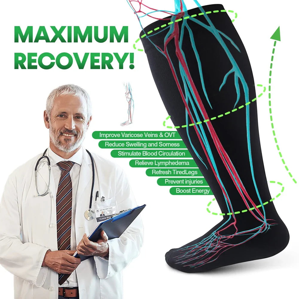 Povei Compression Socks for Varicocele Swelling and Weight Loss in 2XL-7XL Sizes