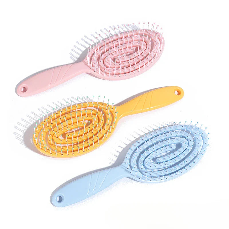 Povei Elastic Massage Comb: Portable Hair Brush for Scalp Massage & Styling