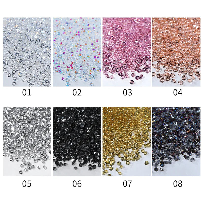 Povei Clear Crystal AB Gold 3D Nail Rhinestones - 1440pcs