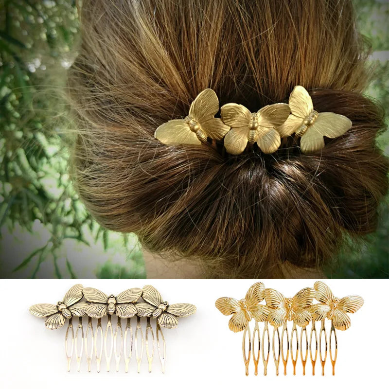 Povei Butterfly Hair Combs Bridal Wedding Side Clips Hair Accessories