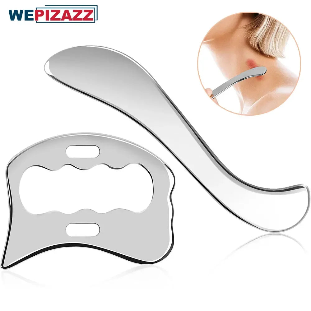 Povei Stainless Steel Guasha Massage Tool for Soft Tissue Scraping