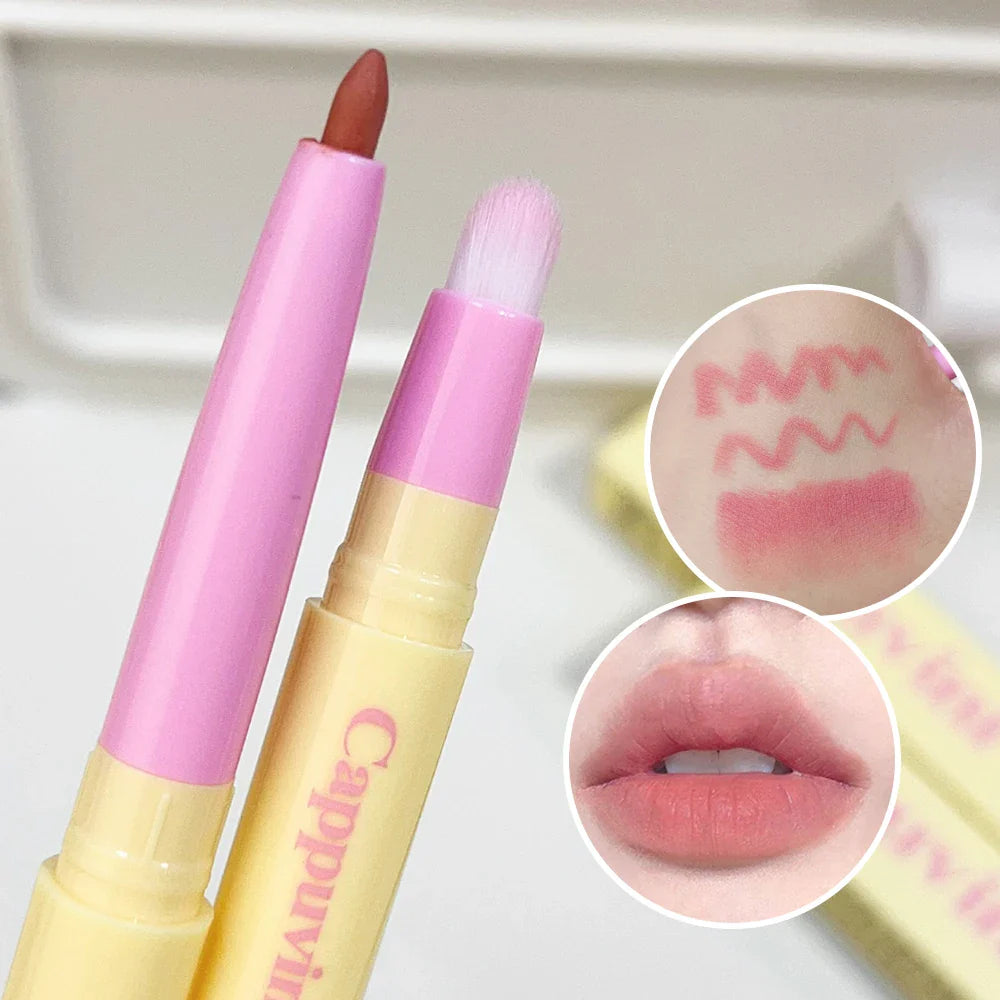 Povei 3D Matte Nude Lip Liner Pen Waterproof Contouring Pencil Velvet Lipstick