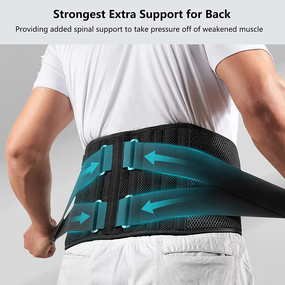 Povei Breathable Back Support Belt for Men and Women - Relieve Sciatica, Herniated Disc, Scoliosis