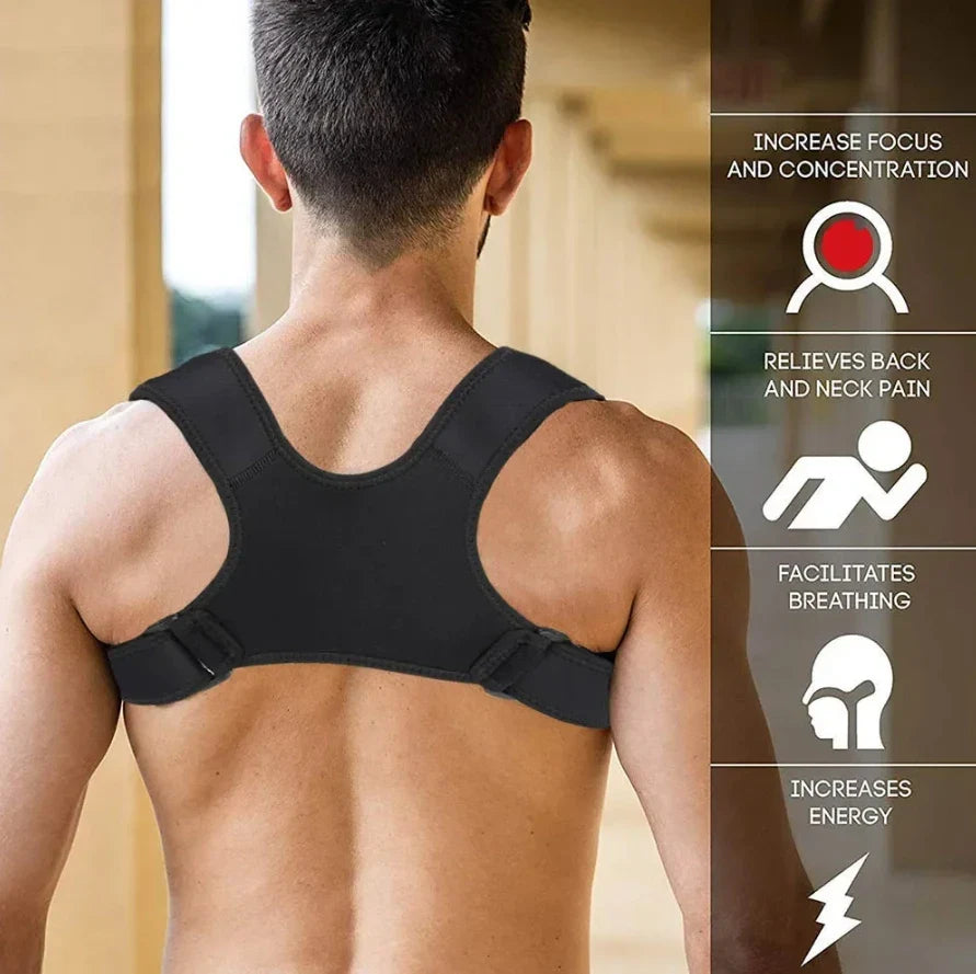 Povei Clavicle Posture Corrector Upper Back Brace Shoulder Support Lumbar Belt